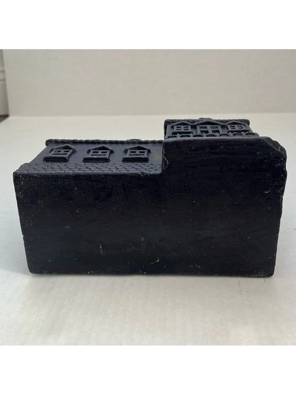 Pottery Barn Wax Haunted House Votive Candle Holder Halloween Vintage Black